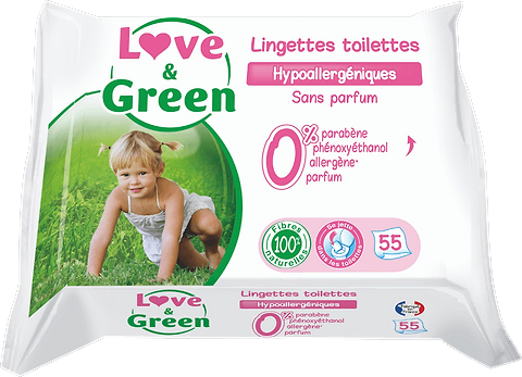 55 Lingettes Toilettes sans Parfum